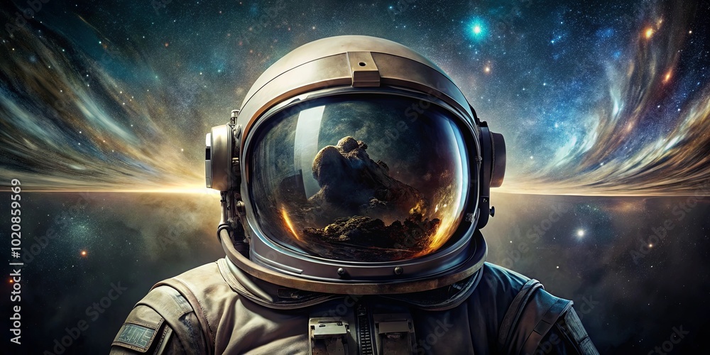 Cosmic Reflections A Lone Astronaut Gazes Into the Expanse of the Universe, Their Visor Reflecting the Immensity of Space and the Mysteries It Holds Cosmic Reflections A Lone Astronaut Gazes Into the Expanse of the Universe, Their Visor Reflecting the Immensity of Space and the Mysteries It Holds