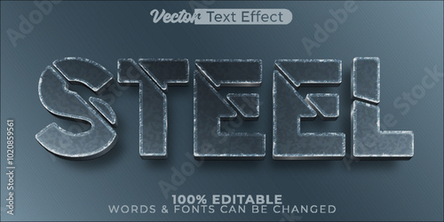Steel Vector Text Effect Editable Alphabet Metal Iron