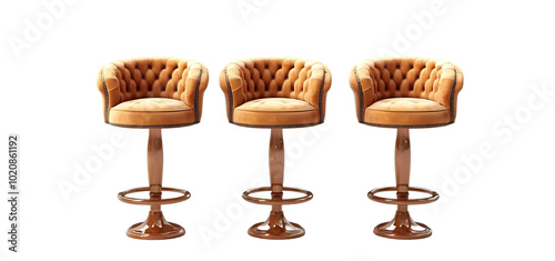 three set of luxurious Barstool isolated transparent background