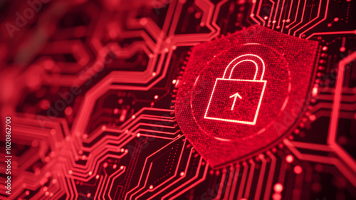 Cyber Security and Data Protection digital icon. Ransomware Cyber Security Email Phishing Internet Technology Lock Vault Protection