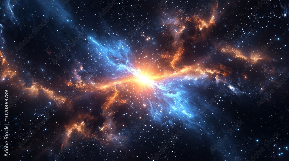 A glowing pulsar star emitting beams of light across space A glowing pulsar star emitting beams of light across space
