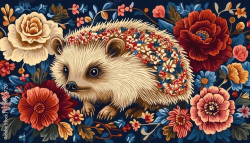 Hedgehog in Norwegian Rosemaling photo