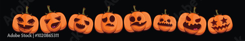 Halloween Pumpkins set isolated on black background. Pumpkins collection photo