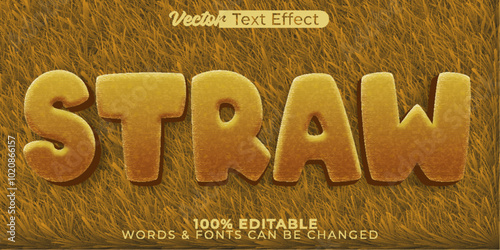 Straw Vector Text Effect Editable Alphabet Farmer Hay Agriculture