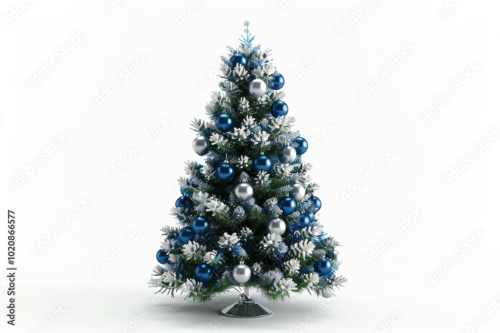 Blue and silver decorated christmas tree