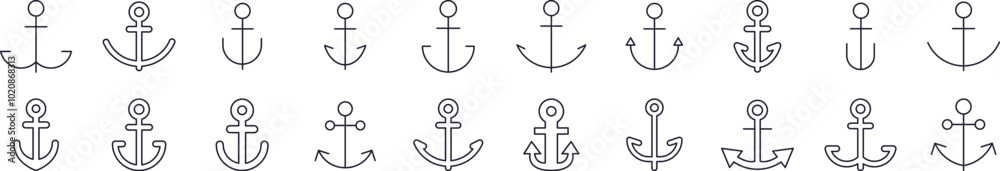 Anchor Outline Picture Collection. Editable Stroke. Perfect for Infographics, Articles, Books, Flyers, Banners Anchor Outline Picture Collection. Editable Stroke. Perfect for Infographics, Articles, Books, Flyers, Banners
