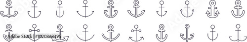 Anchor Related Image Collection. Editable Stroke. Perfect for Infographics, Articles, Books, Flyers, Banners
