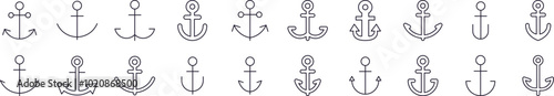 Anchor Outline Icon Collection. Editable Stroke. Perfect for Infographics, Articles, Books, Flyers, Banners