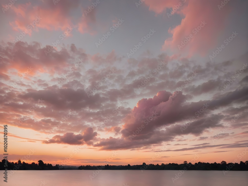 A peaceful early morning sky at dawn with low-hanging, fluffy clouds in soft shades of pink and orange, the sun just starting to peek over the horizon
A peaceful early morning sky at dawn with low-hanging, fluffy clouds in soft shades of pink and orange, the sun just starting to peek over the horizon