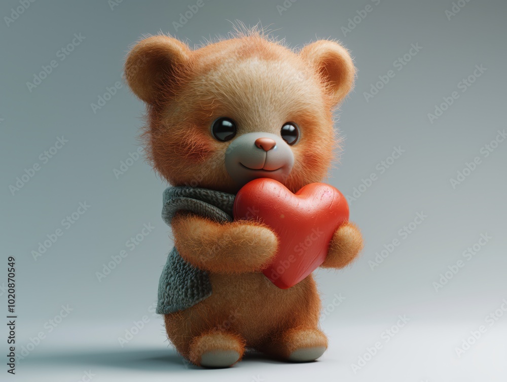 white background ,A cute bear holding big red Valentine's heart, Congratulation gesture white background ,A cute bear holding big red Valentine's heart, Congratulation gesture