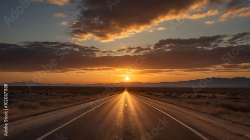 Lonely Empty Road Peaceful Street Highway route Sunset