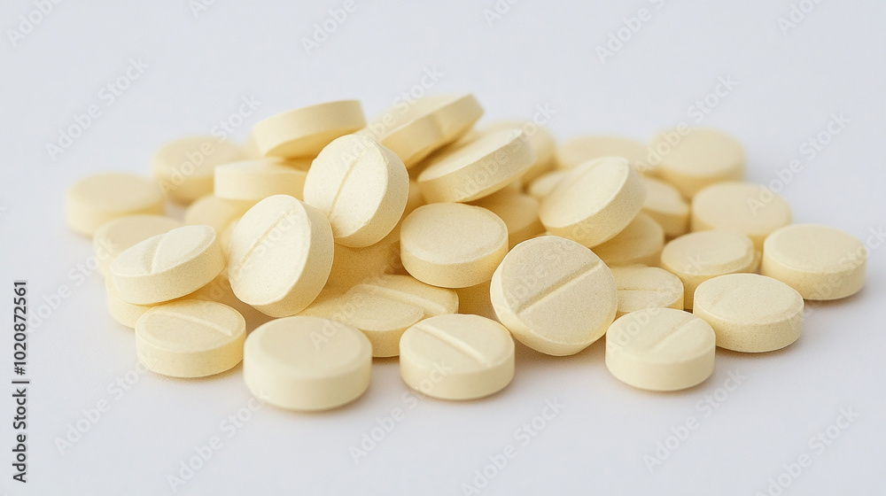 An isolated white background with a full depth of field shows pills An isolated white background with a full depth of field shows pills