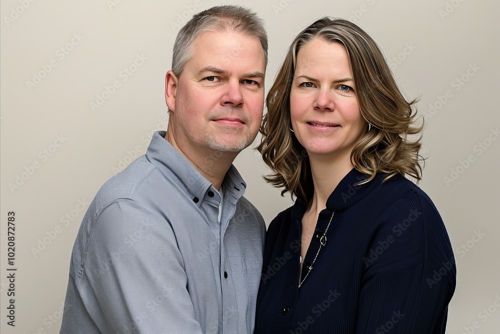 Portrait of a happy mature couple in front of a plain background Portrait of a happy mature couple in front of a plain background