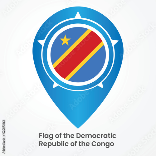 lag of Democratic Republic of the Congo vector, pin map icon