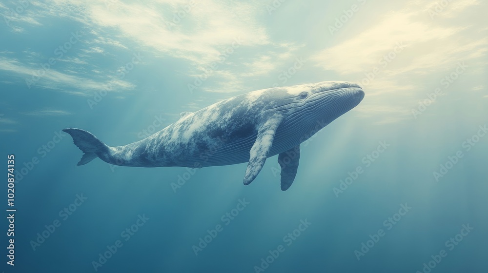Fototapeta premium A whale is swimming in the ocean