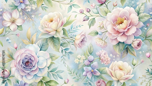 A delicate tapestry of floral artistry, showcasing a harmonious blend of pastel hues and intricate details, evoking a sense of ethereal beauty and serene elegance.