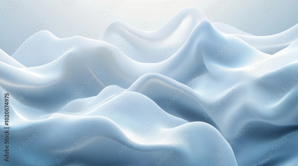 Obraz premium A white and blue image of a snowy mountain with a blue and white fabric
