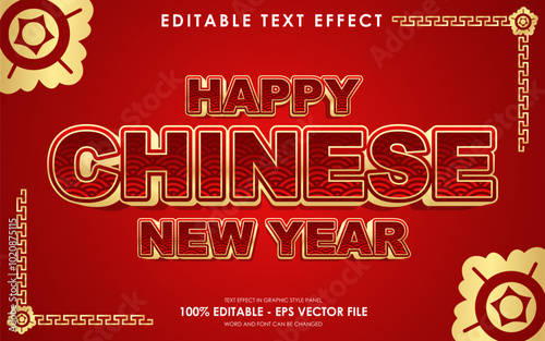 Editable Happy Chinese New Year Text Effect with chinese theme background