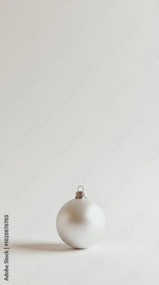 White Christmas Bauble Against Minimalist Background White Christmas Bauble Against Minimalist Background