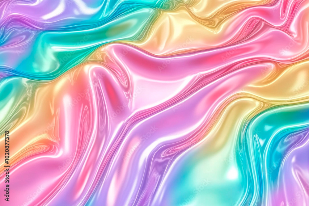 Rainbow Holographic Iridescent Wavy Background Rainbow Holographic Iridescent Wavy Background