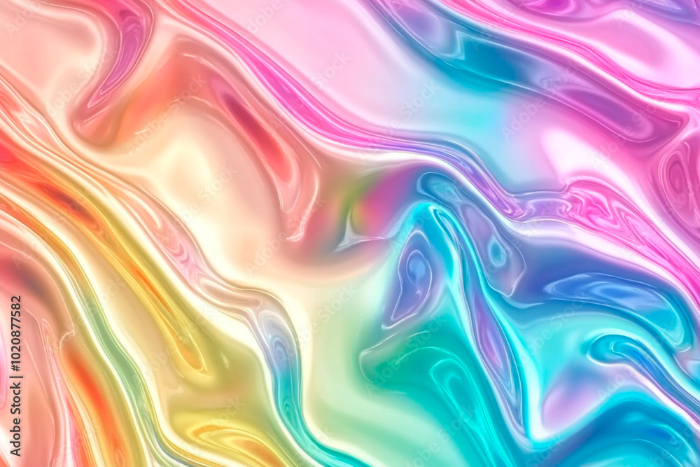 Obraz premium Rainbow Holographic Iridescent Wavy Background 