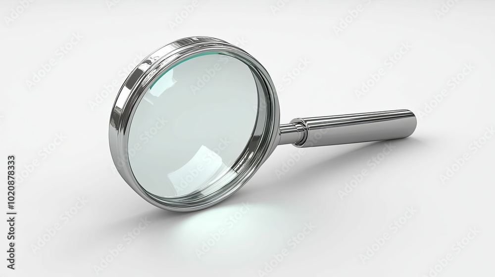 A Silver Magnifying Glass on a White Surface A Silver Magnifying Glass on a White Surface