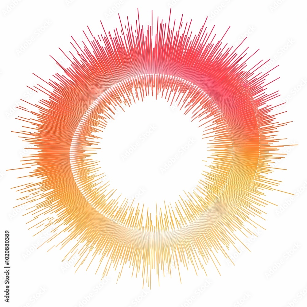 Fototapeta premium Abstract circular design with radiating lines in gradient colors.