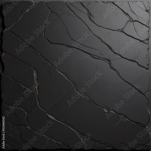 Black cracked slate texture - Square Background of an abstract natural texture with stone patterns and fine lines
