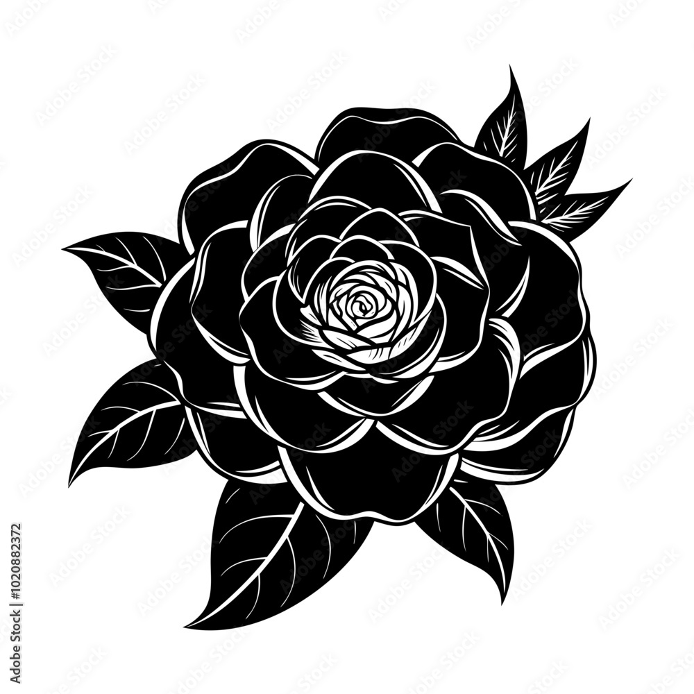 Camellia flower silhouette file, Camellia flower cutting file for Cricut, flower outline clipart, flower vector illustration Camellia flower silhouette file, Camellia flower cutting file for Cricut, flower outline clipart, flower vector illustration