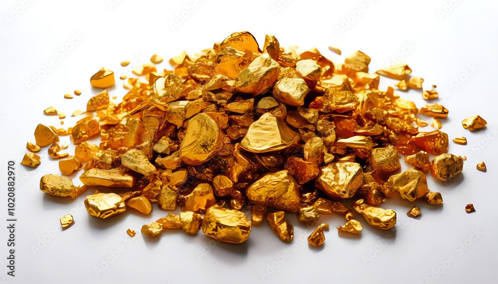 many gold nuggets on white background, many gold nuggets on white background,