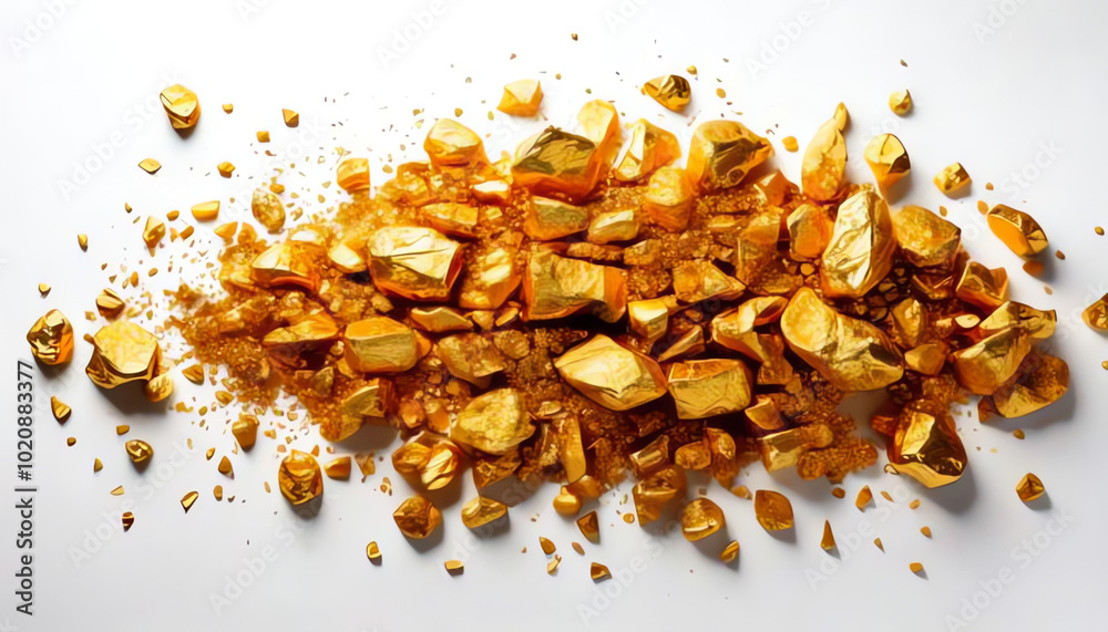 many gold nuggets on white background, many gold nuggets on white background,