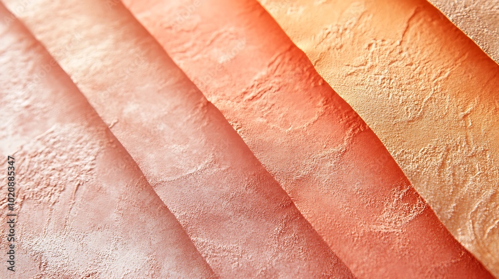 A calming arrangement of soft coral tones creates a serene atmosphere in a textured landscape background