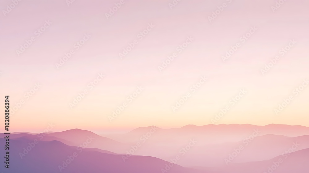 A tranquil landscape showcasing a delicate peach-to-soft gradient at dusk over distant mountains background A tranquil landscape showcasing a delicate peach-to-soft gradient at dusk over distant mountains background