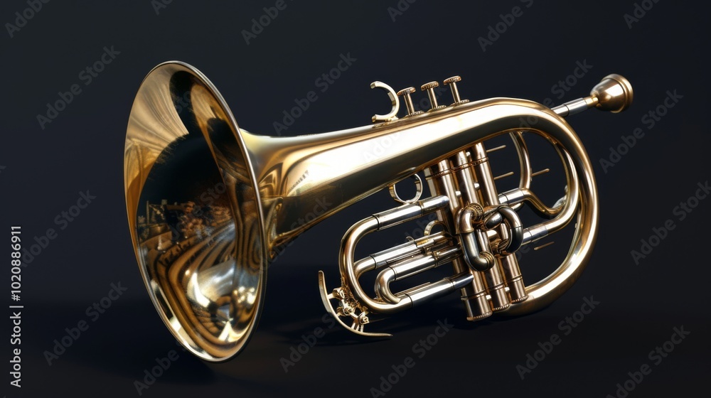 Naklejka premium Golden Mellophone on Clean Background