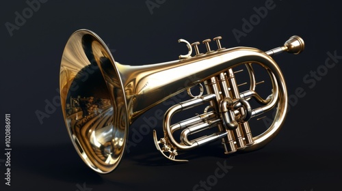 Golden Mellophone on Clean Background photo