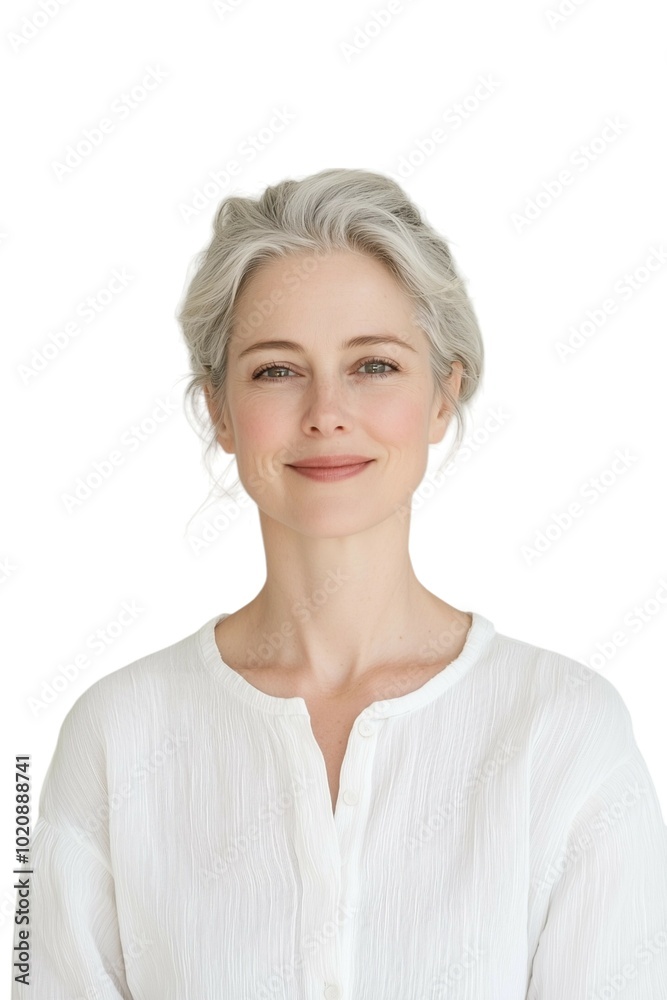 Professional Portrait of a Mature Woman in White Attire Professional Portrait of a Mature Woman in White Attire