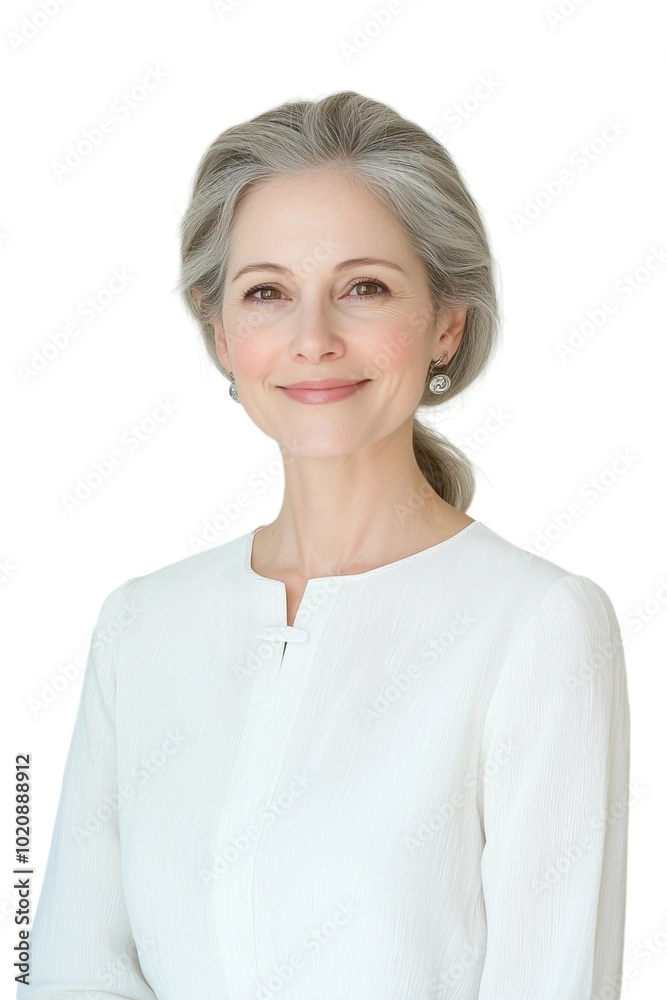Professional Portrait of a Mature Woman in White Attire Professional Portrait of a Mature Woman in White Attire