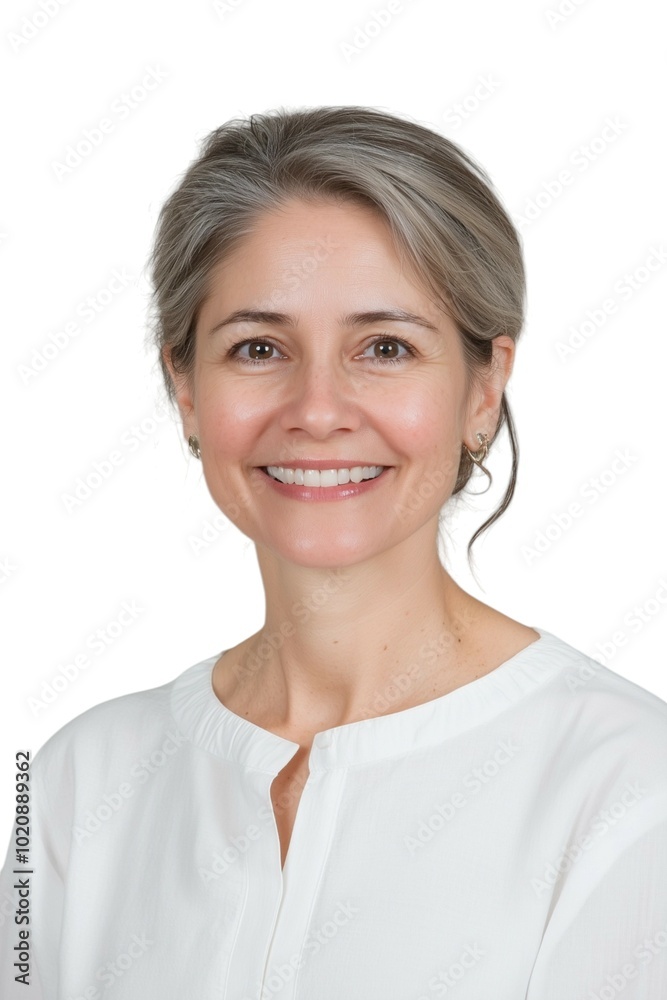 Professional Portrait of a Mature Woman in White Attire