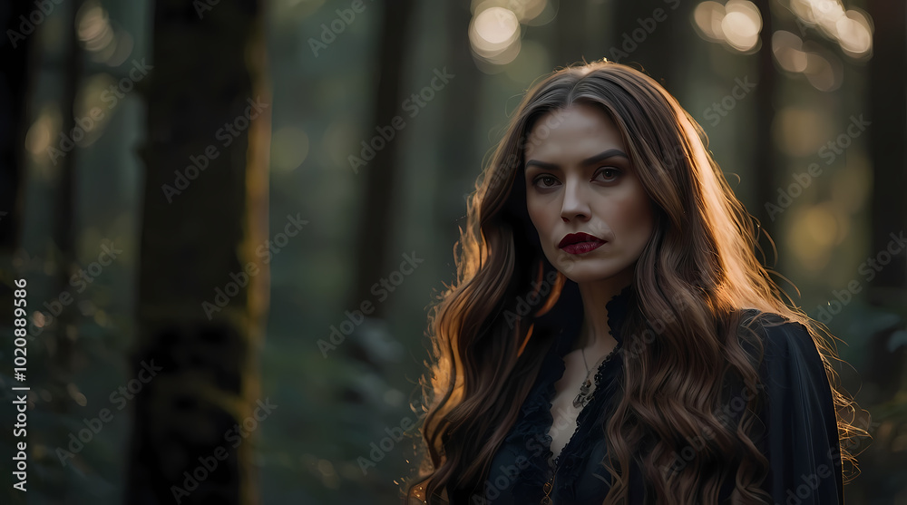 Mysterious Brunette Woman In A Forest At Twilight - Is She A Vampire? Mysterious Brunette Woman In A Forest At Twilight - Is She A Vampire?