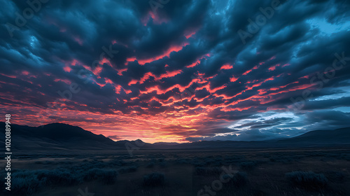 Intense twilight sky with stratus clouds.