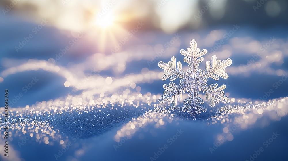 Close-Up of a Snowflake in the Snow Close-Up of a Snowflake in the Snow