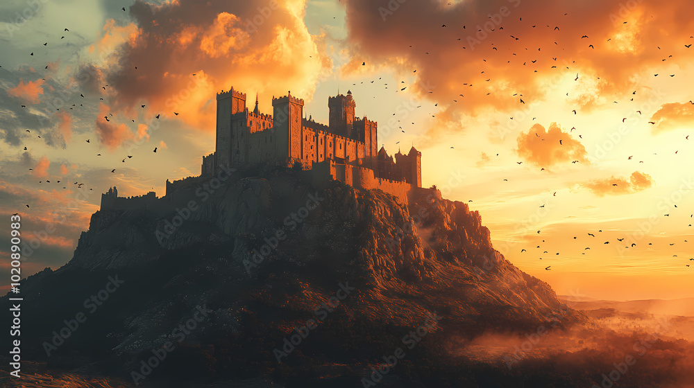 Fototapeta premium A mighty castle in the hill