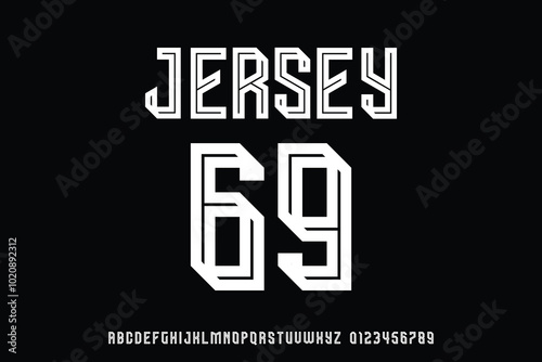 Modern geometric sans serif alphabet display font vector for jersey design