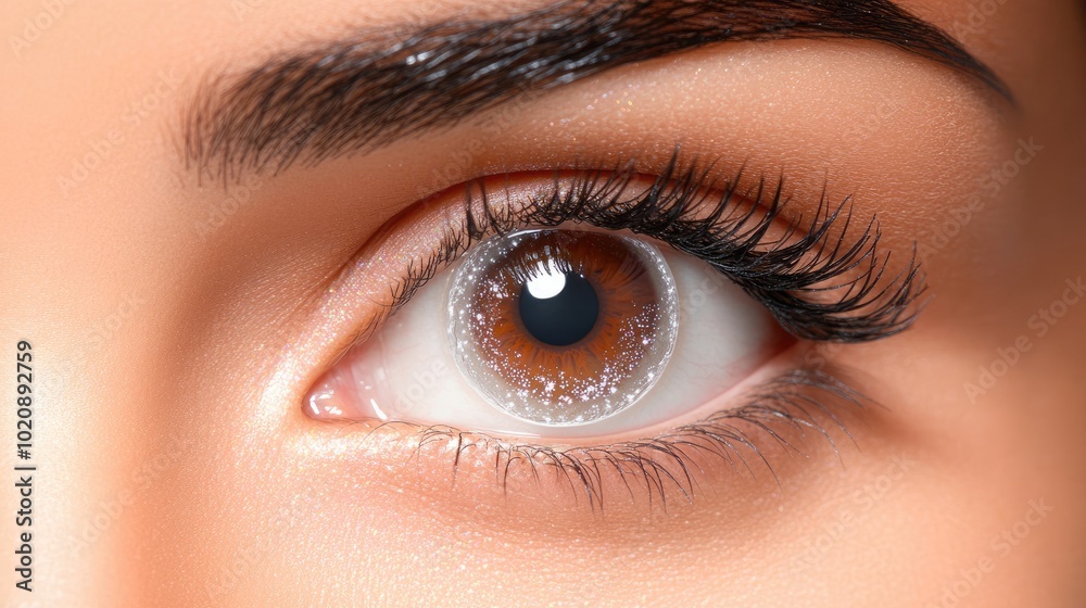 Close-Up of Brown Eye with Clear Contact Lens Close-Up of Brown Eye with Clear Contact Lens