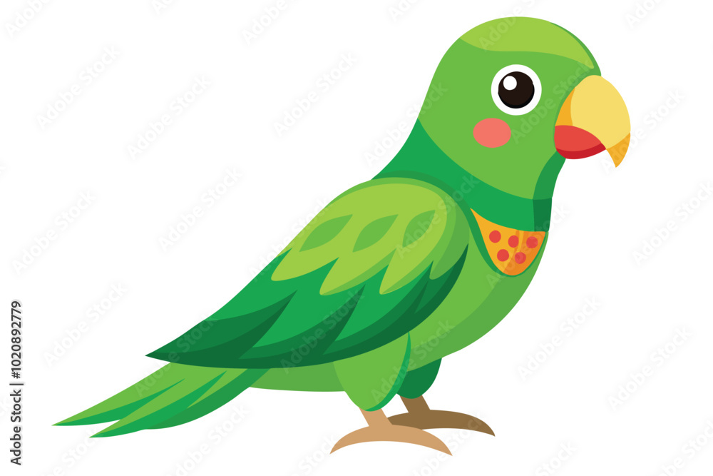 Obraz premium Green parrot vector, Blue crowned hanging parrot vector illustration