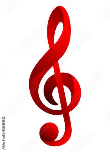 red treble clef on white, treble clef on white, clef logo