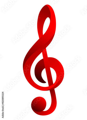 red treble clef on white, treble clef on white, clef logo