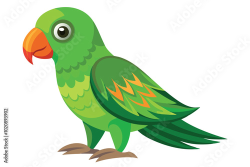 Green parrot vector, Blue crowned hanging parrot vector illustration