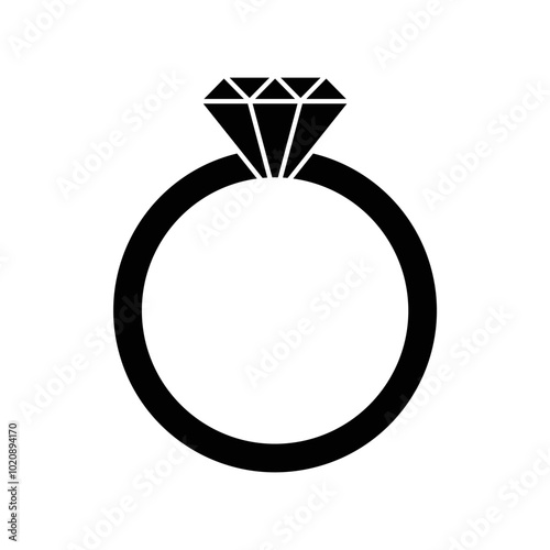 Engagement or wedding ring silhouette black