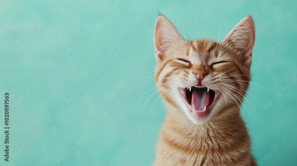 A Joyful Cat Expressing Happiness in a Bright Setting A Joyful Cat Expressing Happiness in a Bright Setting